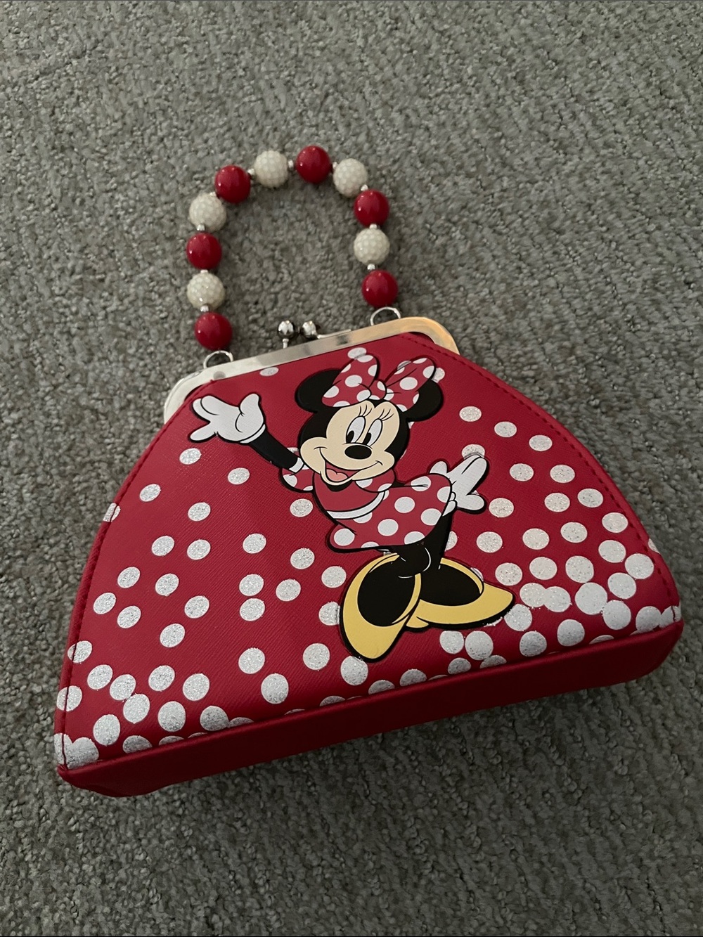 Disney Red and Yellow Minnie Mouse Polka Dot Beaded Wristlet